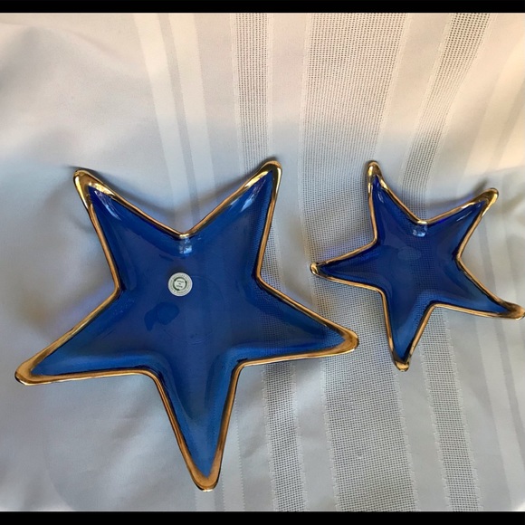 Other - Starfish Blue Glass Dish Set of 2